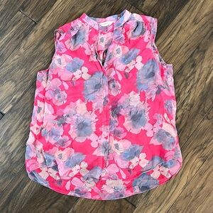 Rebecca Taylor Pink Floral Silk Blouse